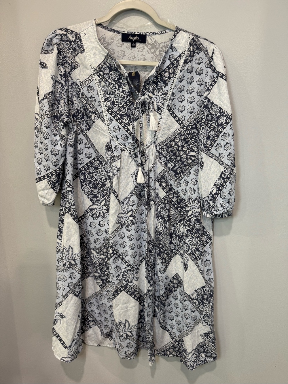 Angels Forever Young Dress Floral Print Women's Long Sleeve Sz S 100% Rayon NWT